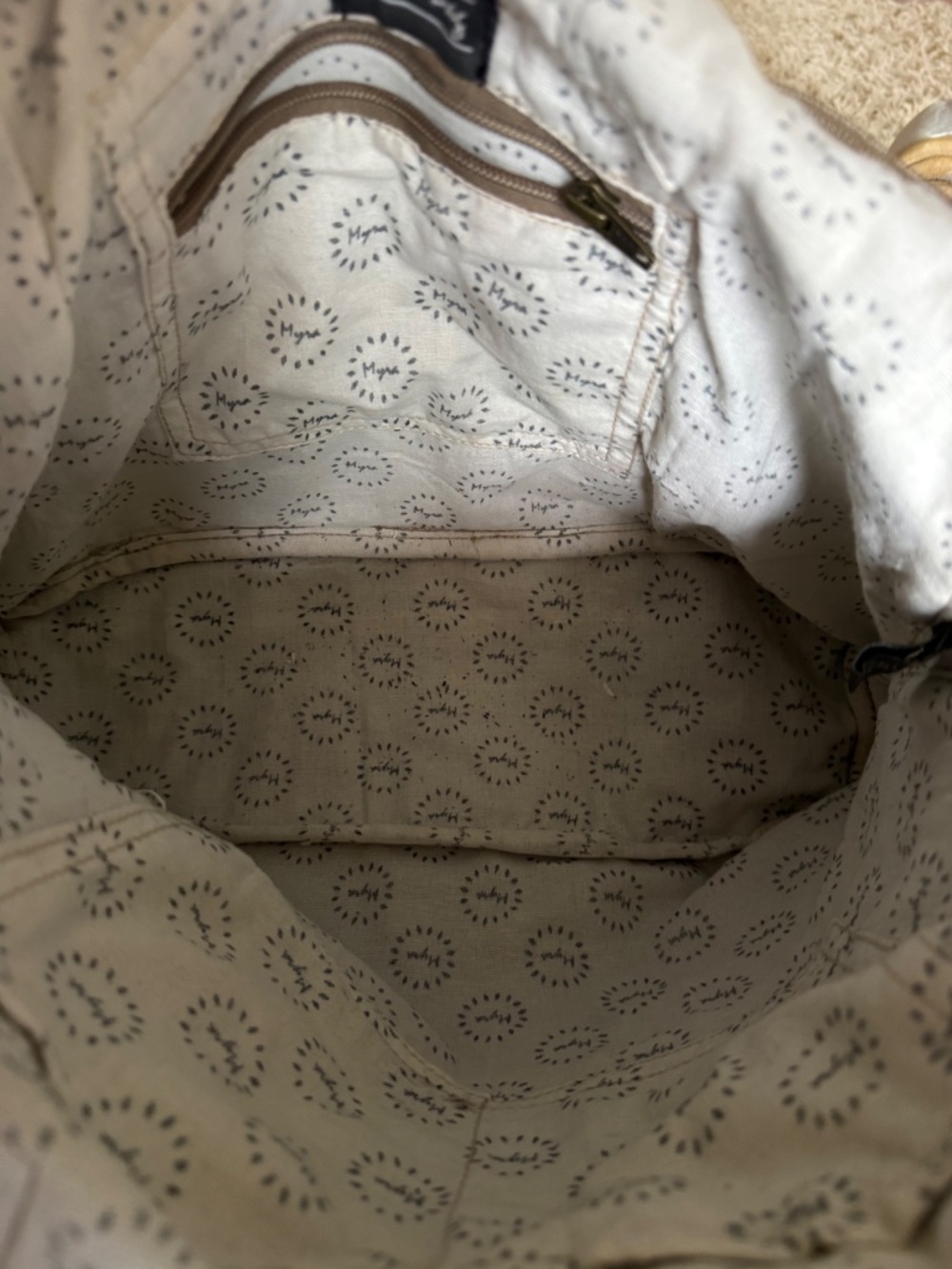 Myra Bag Upcycled Gerster Canvas Convertible Bag Genuine Leather Accents - Picture 4 of 11